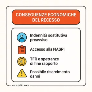 conseguenze economiche recesso giusta causa